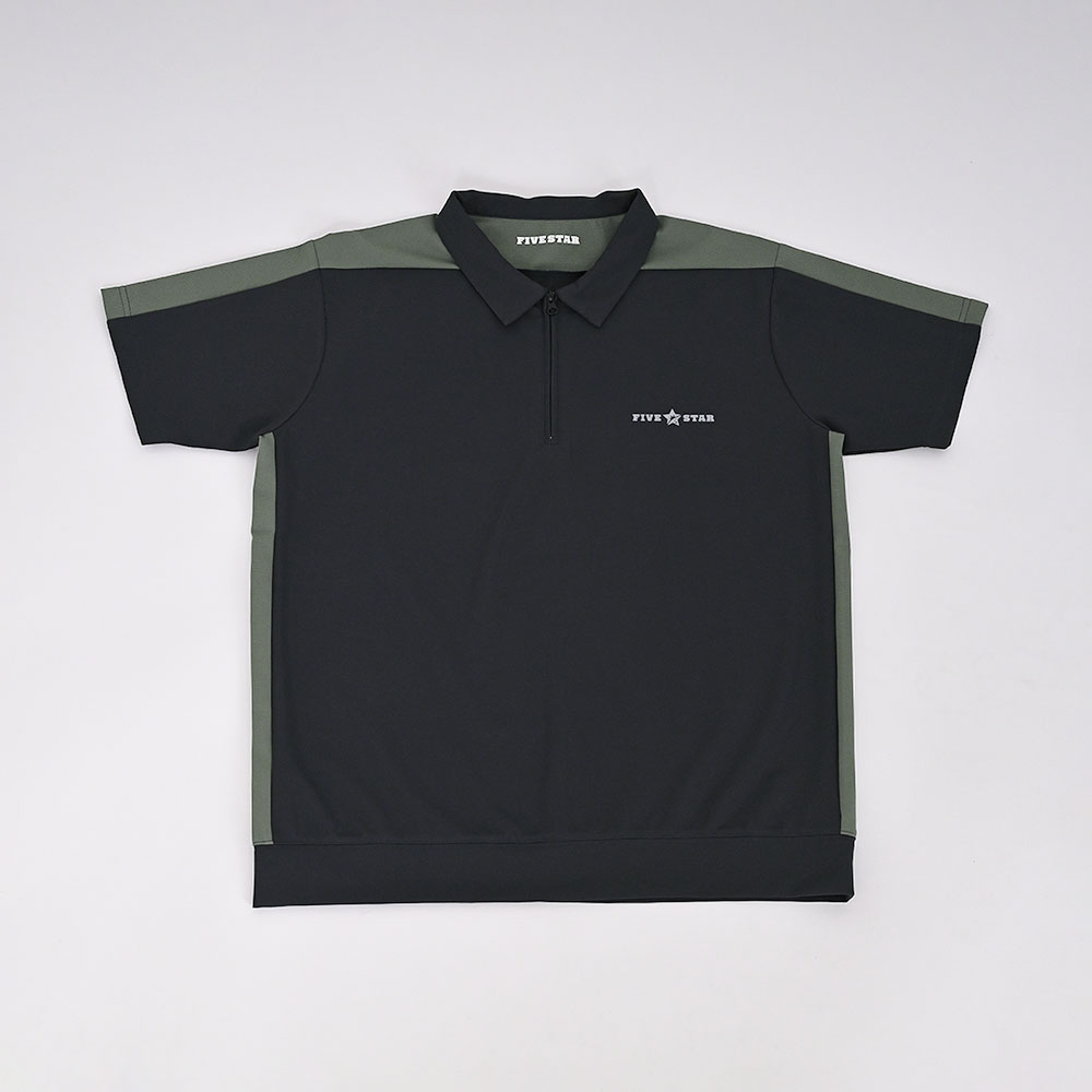 バイカラー ハーフジップ ポロ BK